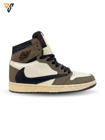 کتونی ساقدار نایک ایر جردن 1 تراویس اسکات موکا ( Nike Air Jordan 1 High Travis Scott Mocha )
